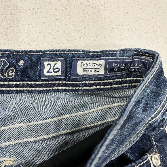 Miss Me Bermuda Jean Shorts Size 26 Embellished Cross Wing Pockets - Picture 5 of 12